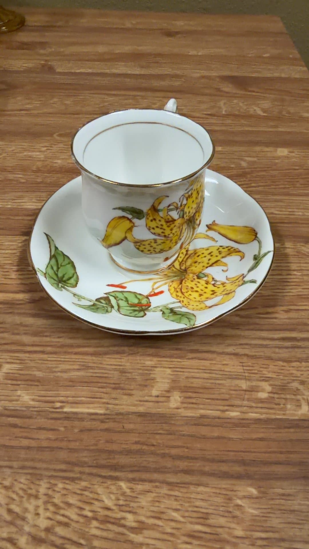 Floral Porcelain Teacup and Saucer Set - Image 1
