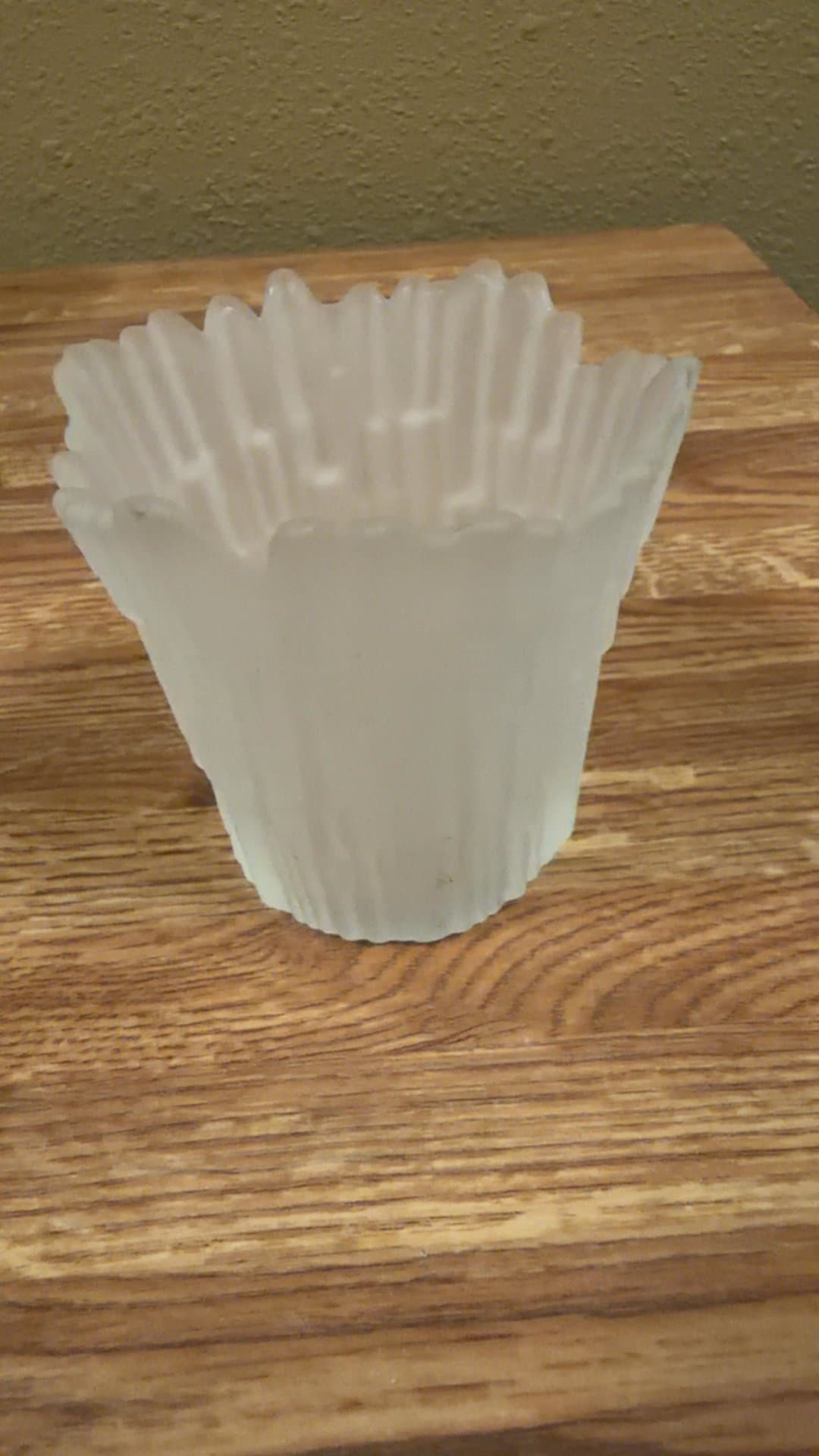 Frosted Glass candle holder Ribbed Design - Image 1