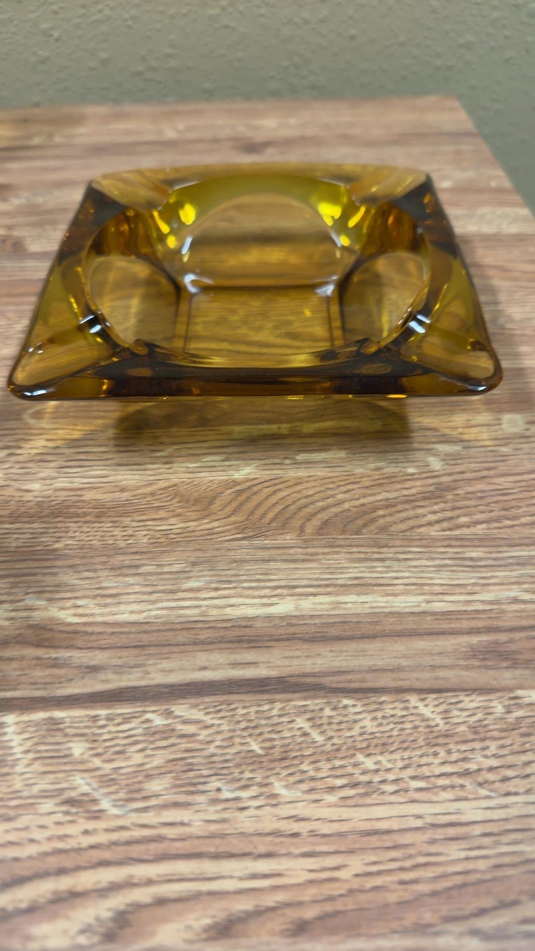 Vintage Amber Glass Ashtray - Image 1