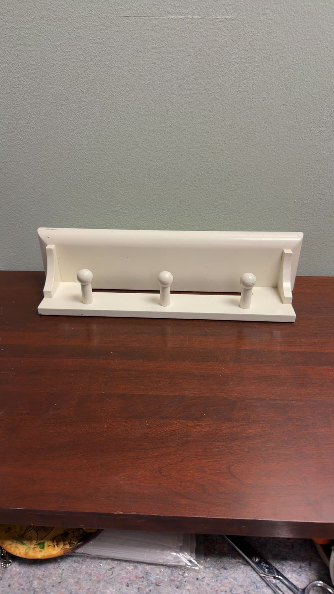 White Wooden Wall-Mounted Coat Rack - Image 1