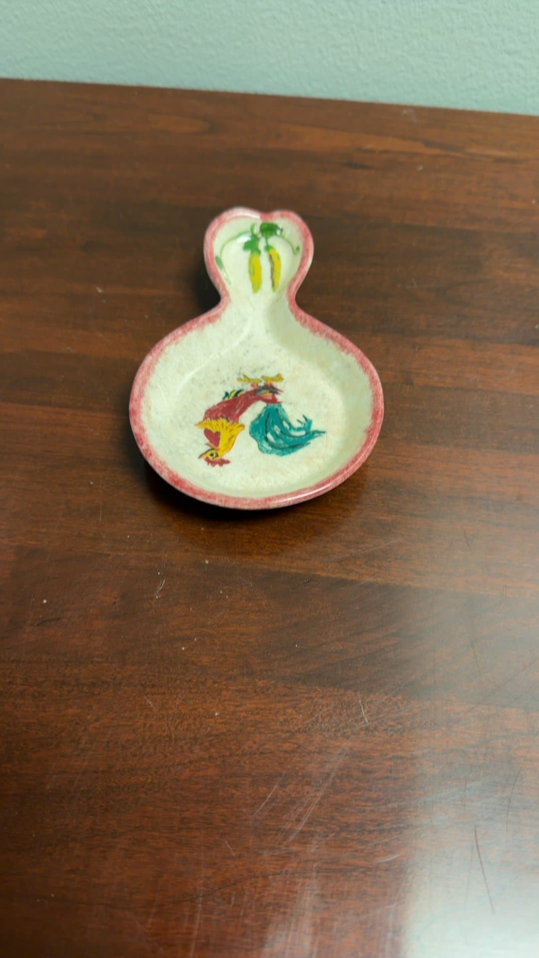 Vintage Ceramic Spoon Rest with Rooster Design - Image 1