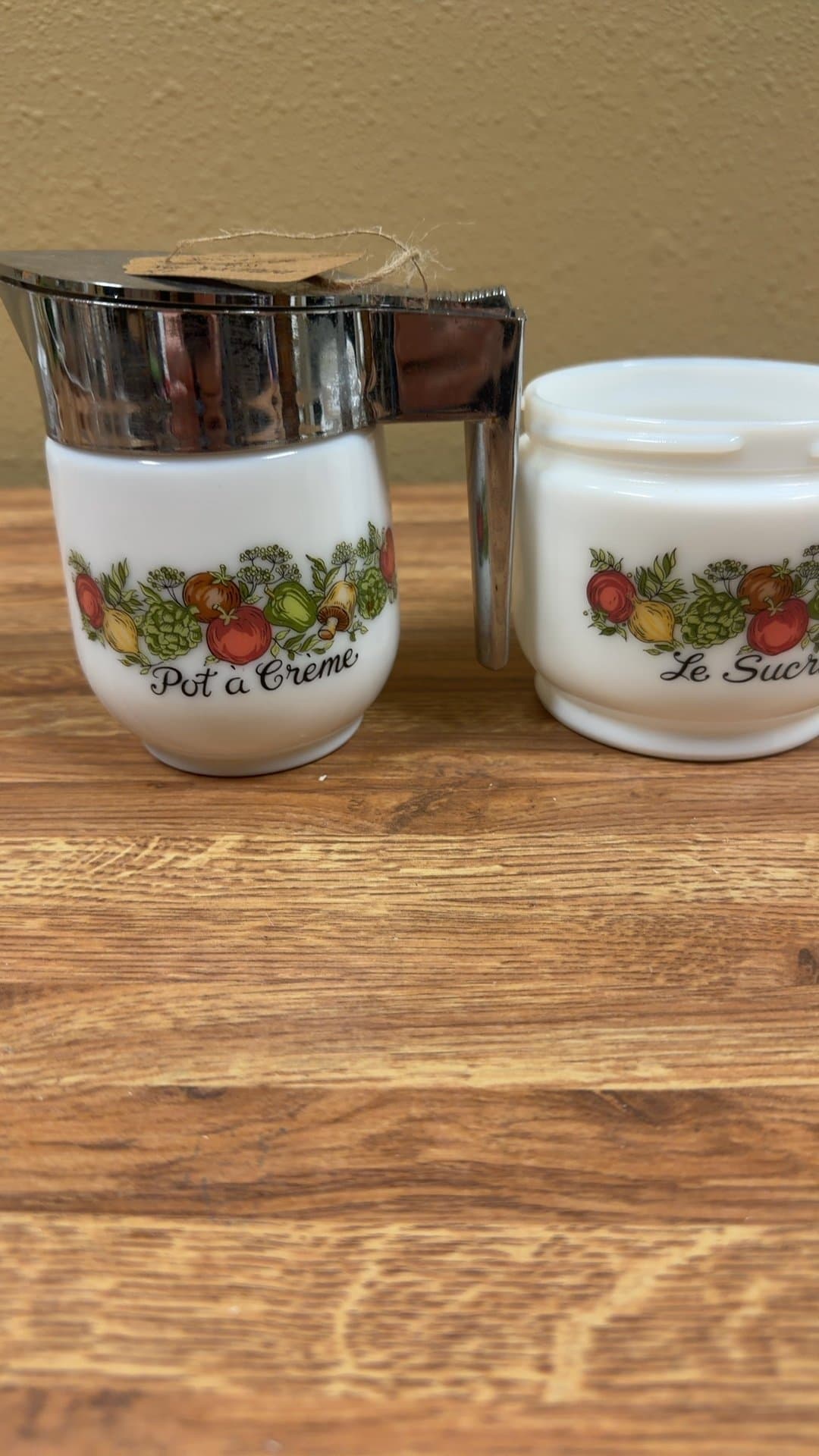 1970s Spice of Life Milk Glass Sugar and Creamer Set - Image 1