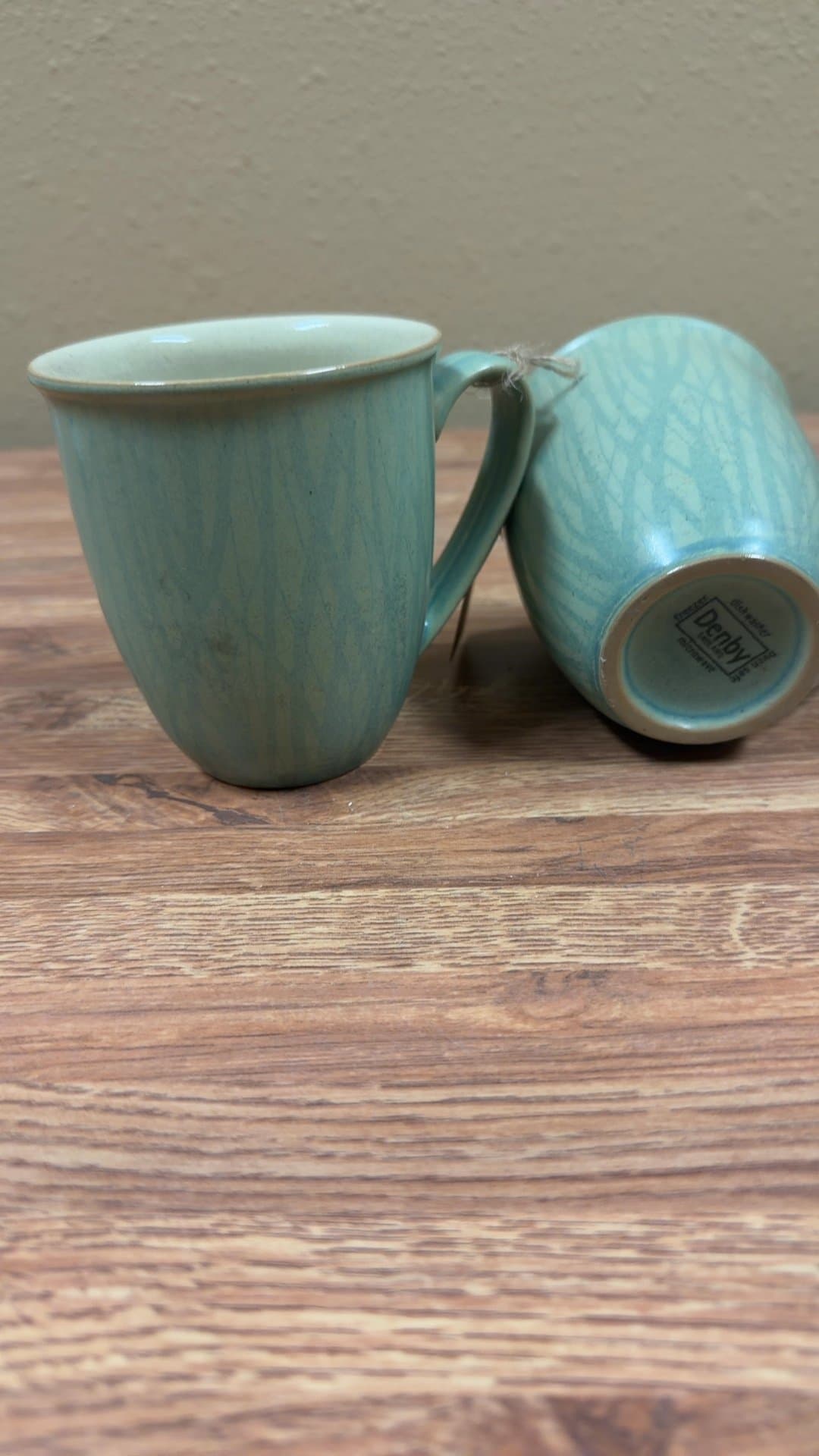 Denby Pottery Regency Green Coffee Mugs Set of 2 - Image 1