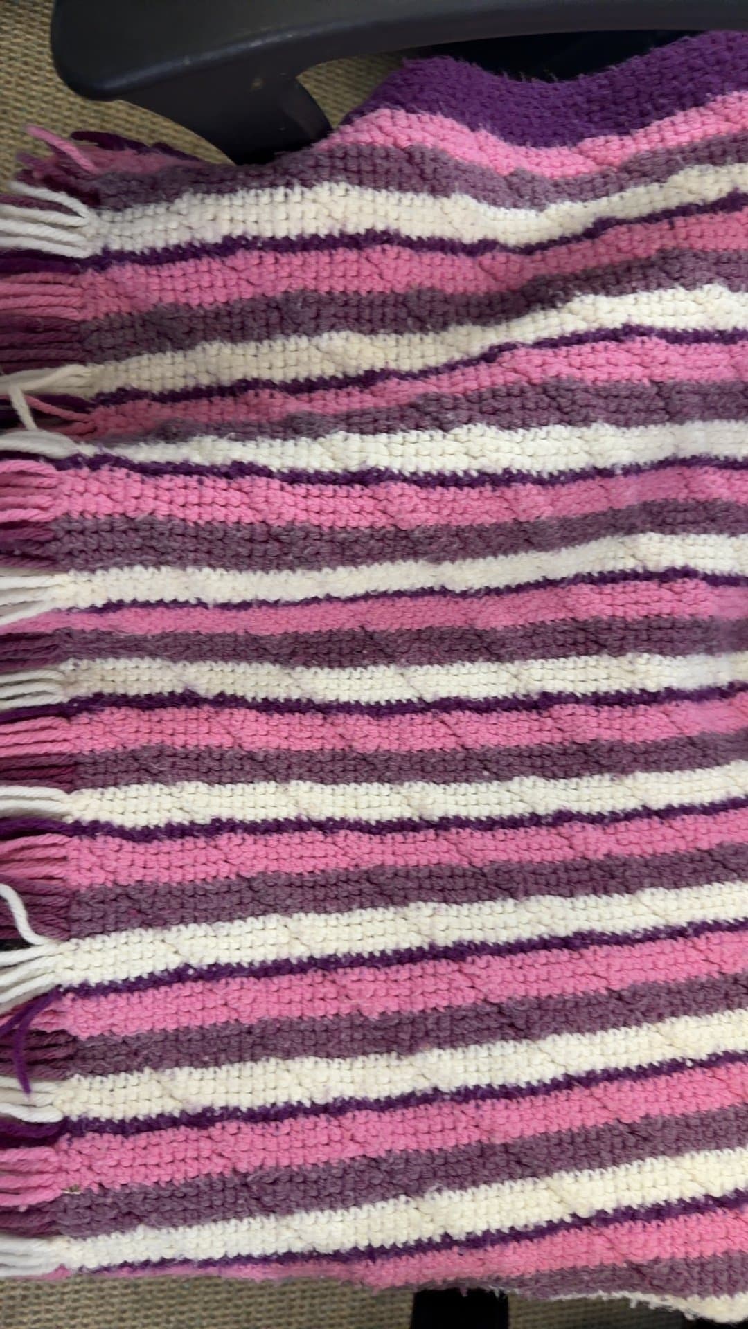 Handmade Knitted Blanket with Stripes - Image 1