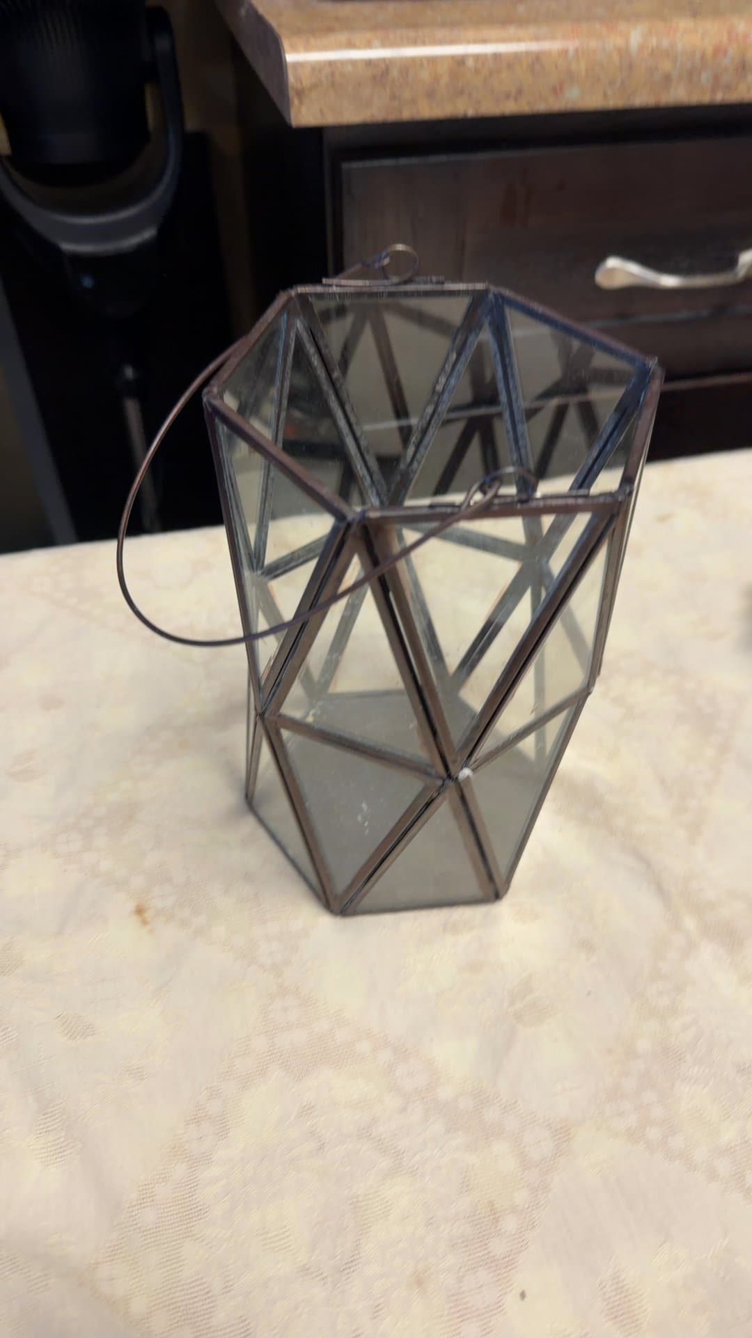 Geometric Glass and Metal Lantern - Image 1