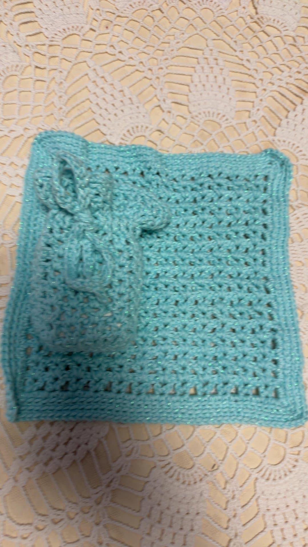 Handmade Crocheted Soap Saver Pouch and Washcloth Set - Image 1
