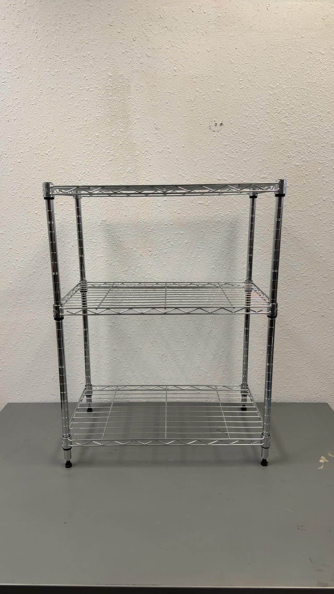 3-Tier Chrome Wire Shelving Unit - Image 1