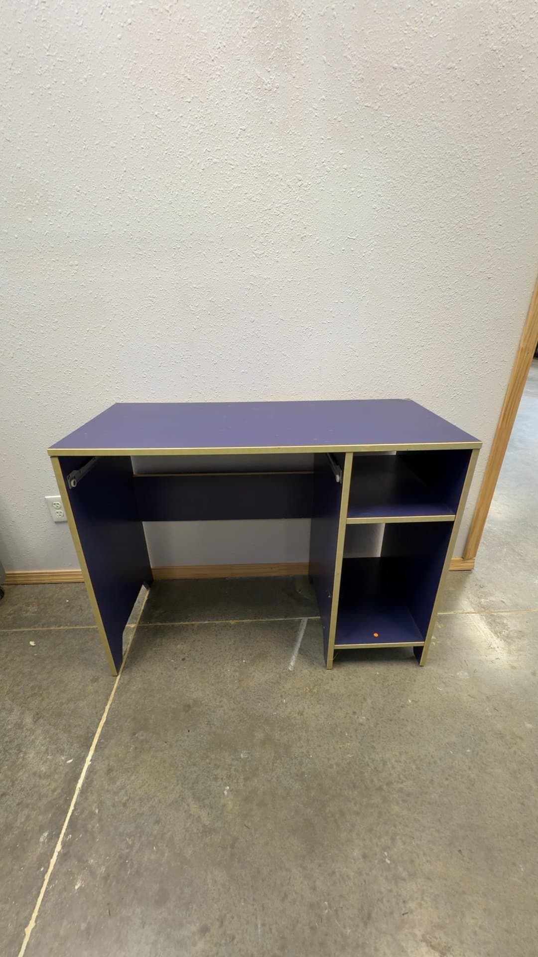 Purple Laminate Student Desk with Storage Shelves - Image 1