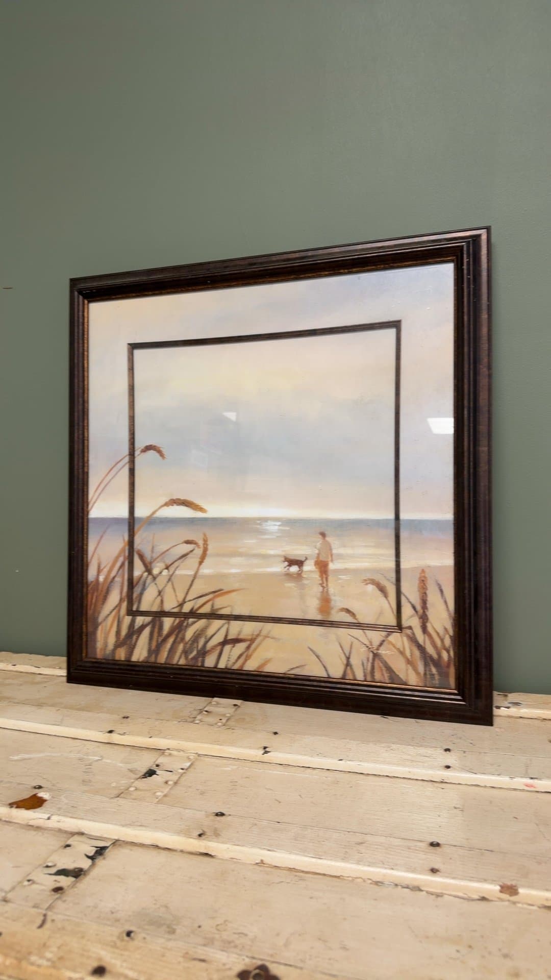 Beach Scene Framed Painting by P. Romero - Image 1