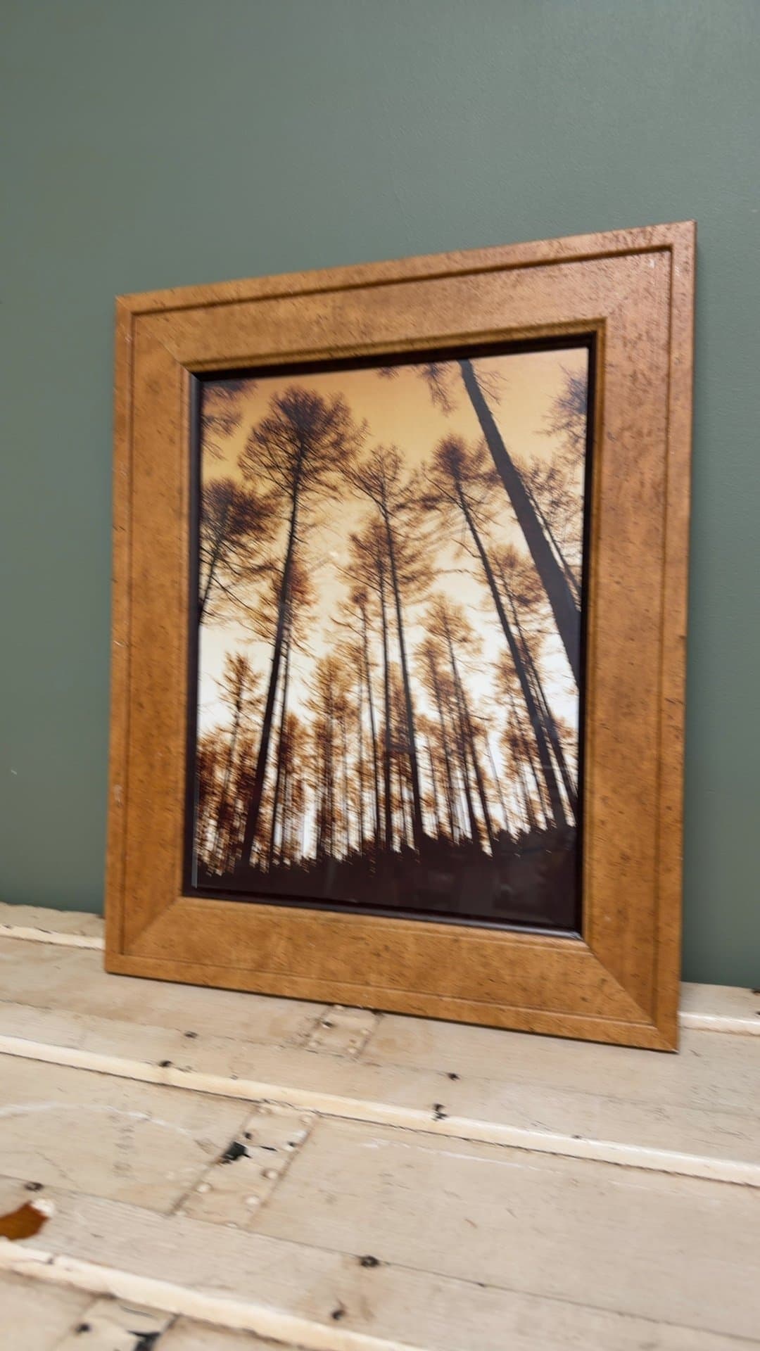 Wooden Picture Frame with Forest Scene - Image 1