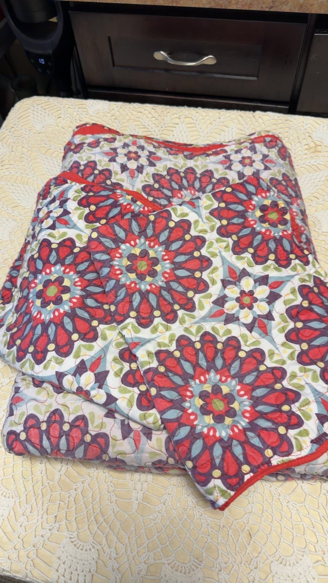 Floral Medallion Quilted Pillow Sham - Image 1