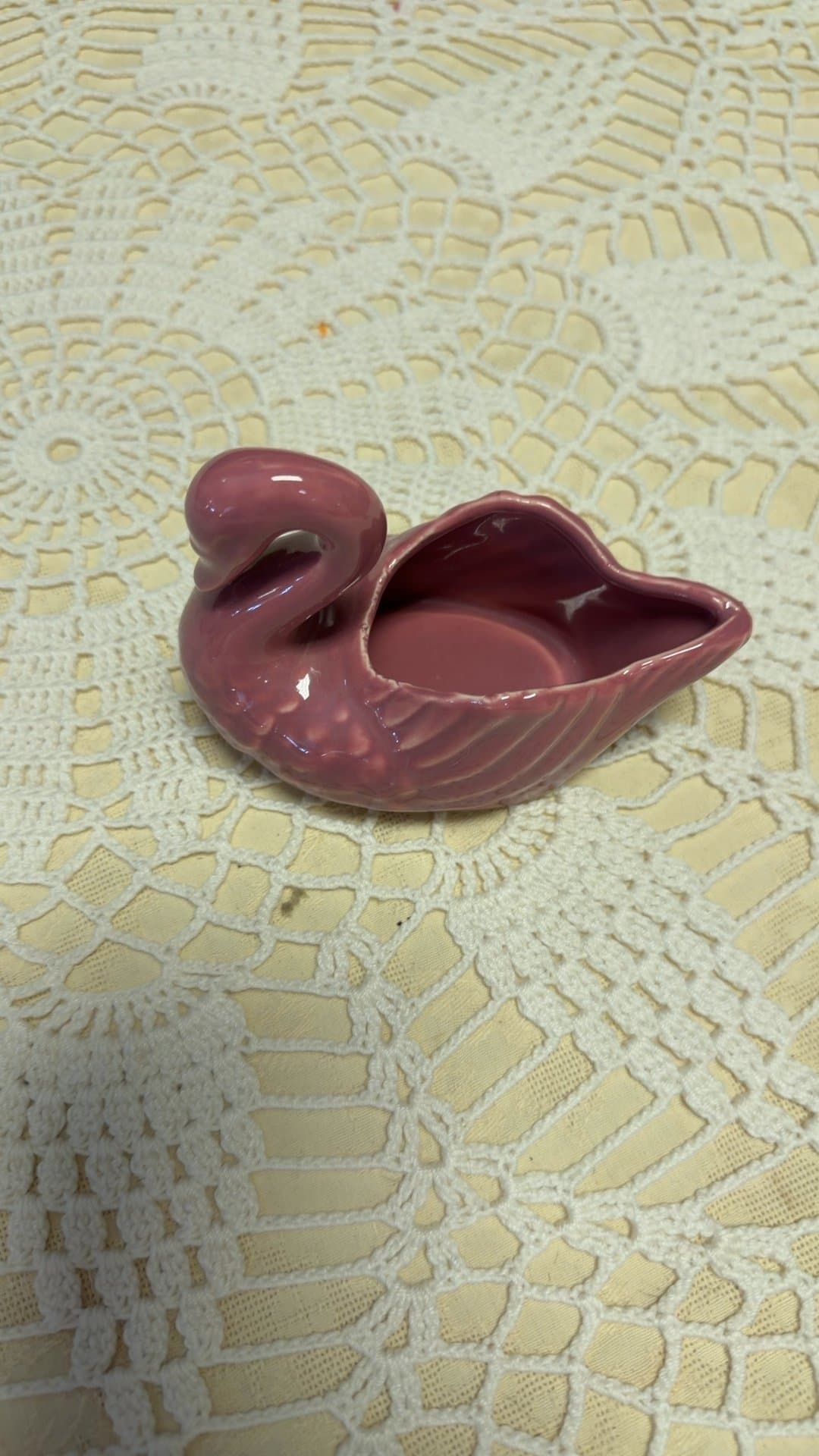 Pink Ceramic Swan Planter - Image 1