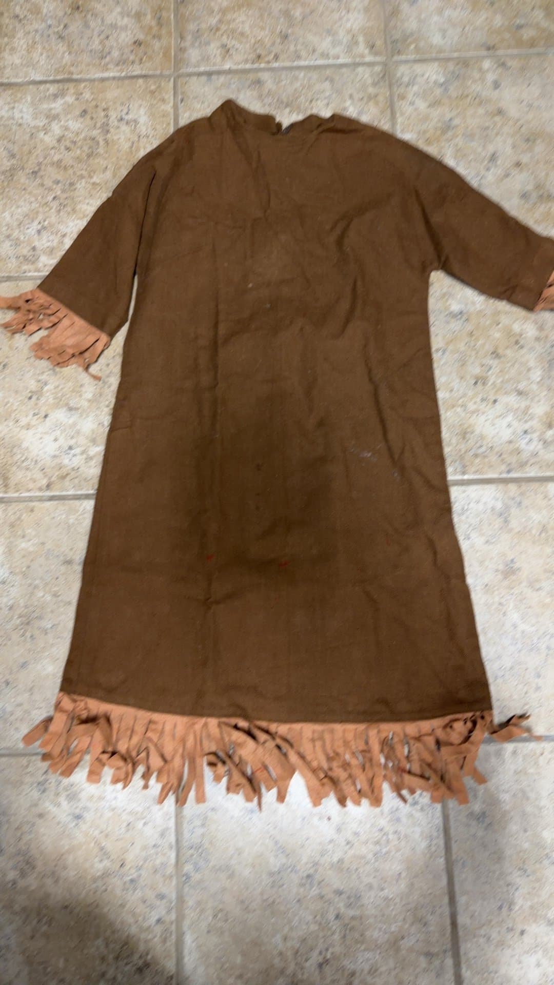 Children's Faux Suede Fringe Native American Style Costume Dress - Image 1