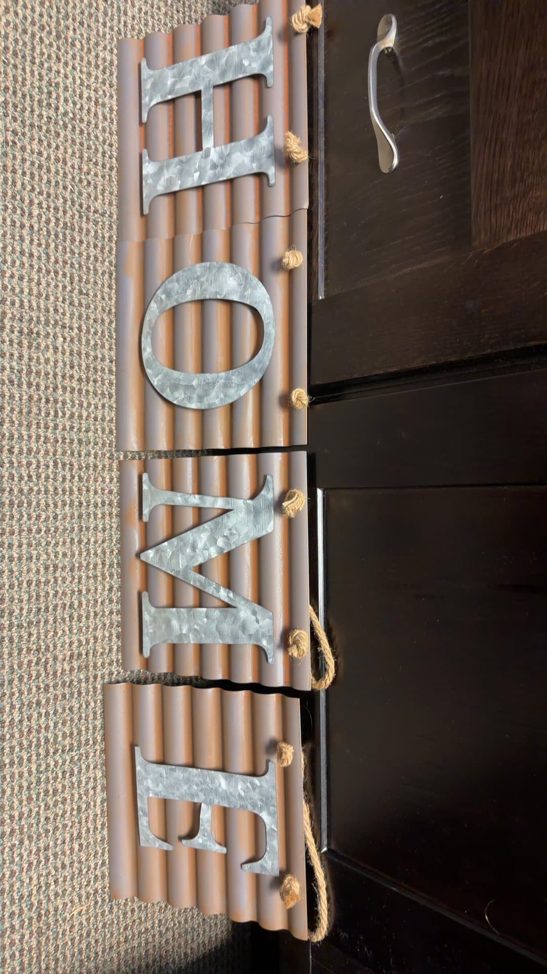 Rustic Corrugated Galvanized Metal 'HOME' Hanging Wall Decor - Image 1