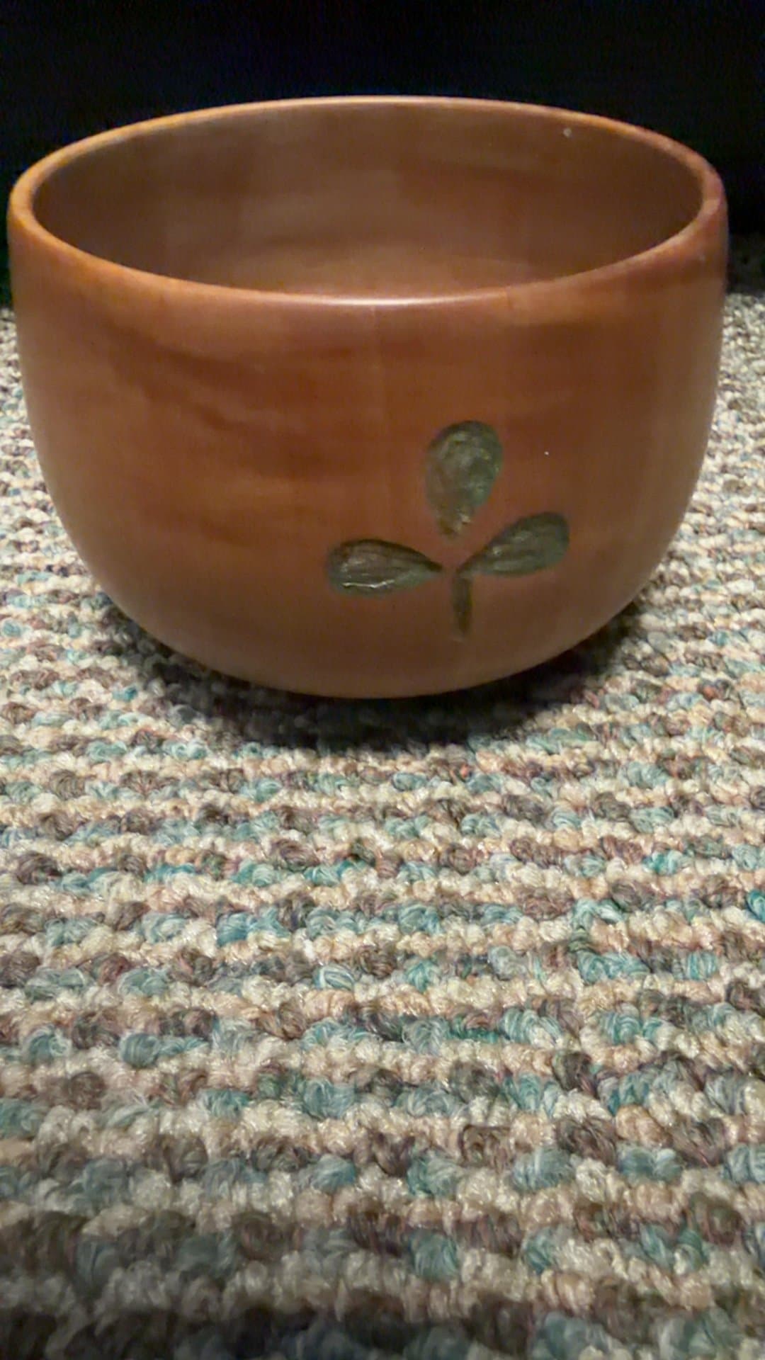 Earthenware Ceramic Studio Pottery Bowl with Leaf Motif - Image 1