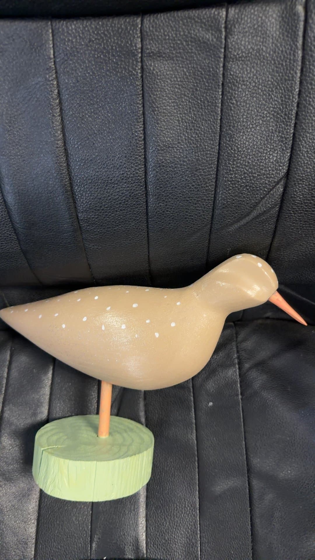 Hand-Carved Wooden Shorebird Decoy Figurine - Image 1