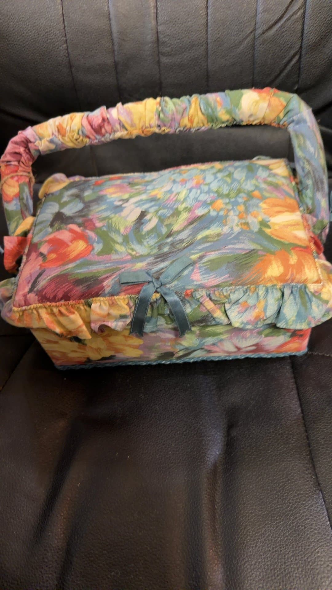 Floral Fabric Sewing Basket - Image 1