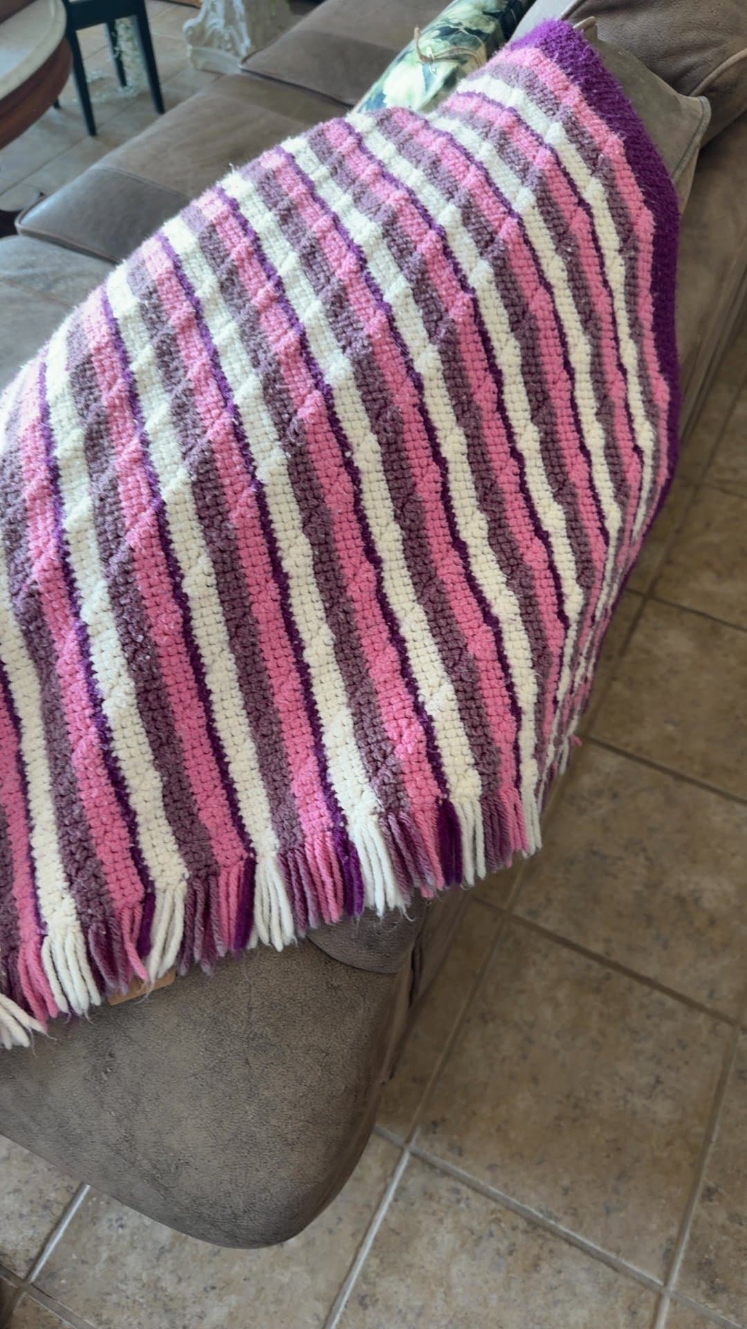 Striped crocheted Afghan - Image 1