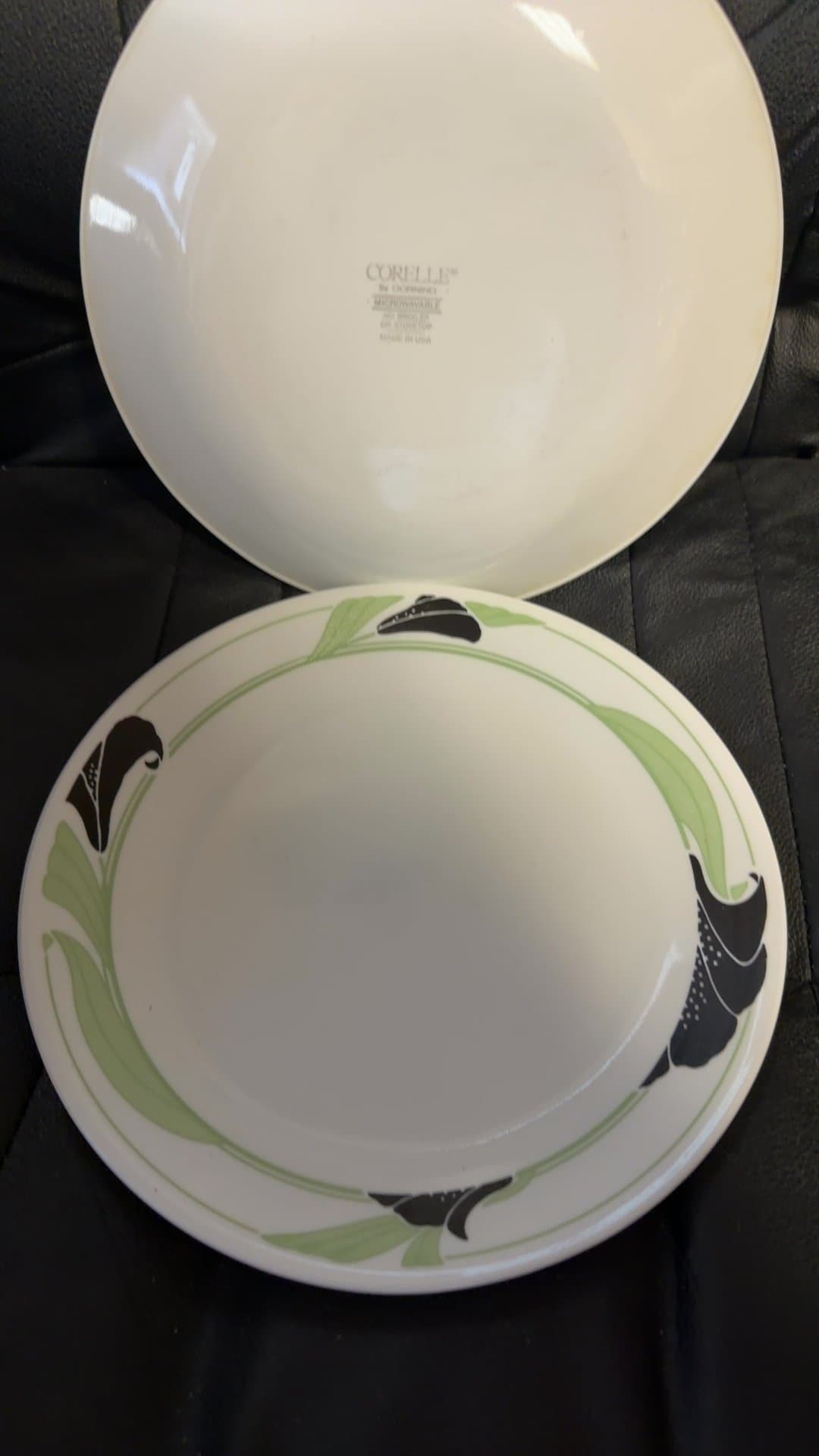 "Black Orchid" pattern Corelle by Corning 4-Dinner Plates - Image 1