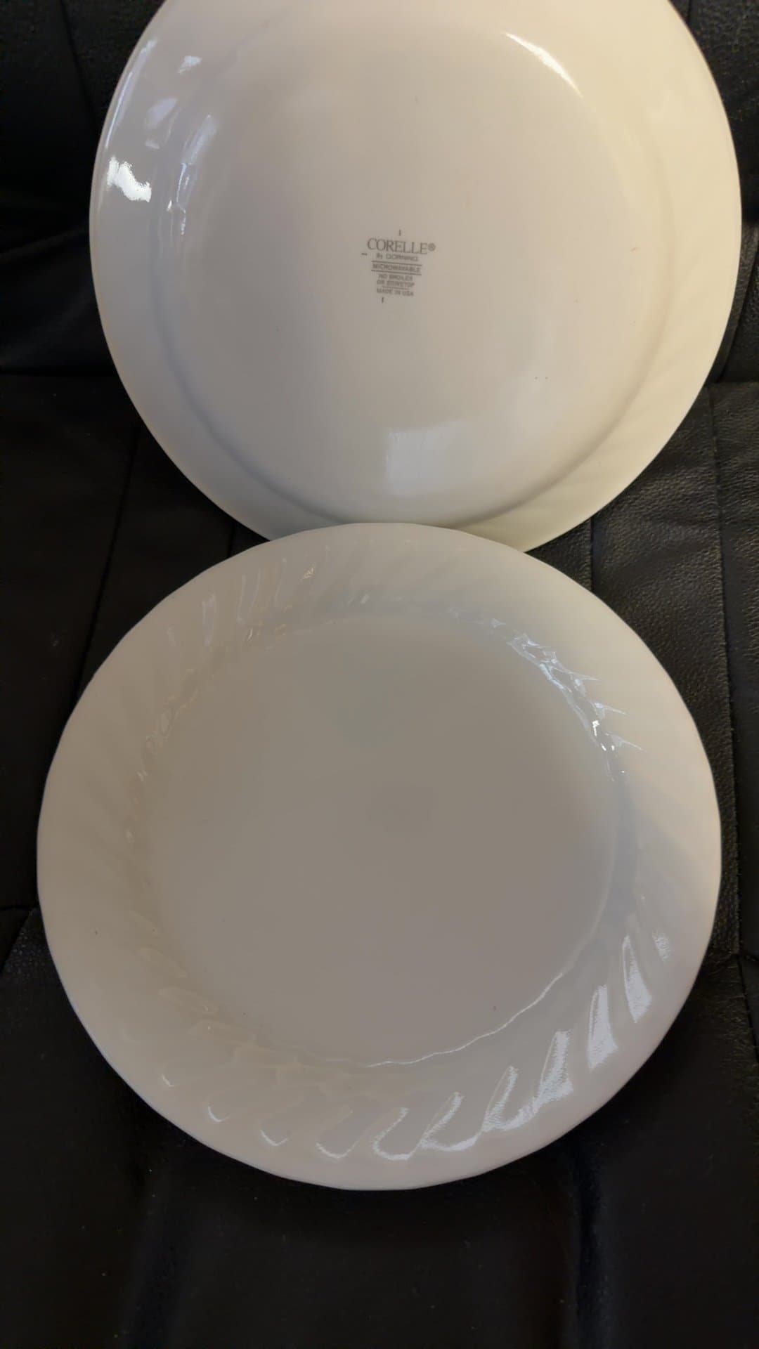 7-Swirl Corelle White salad Plates - Image 1