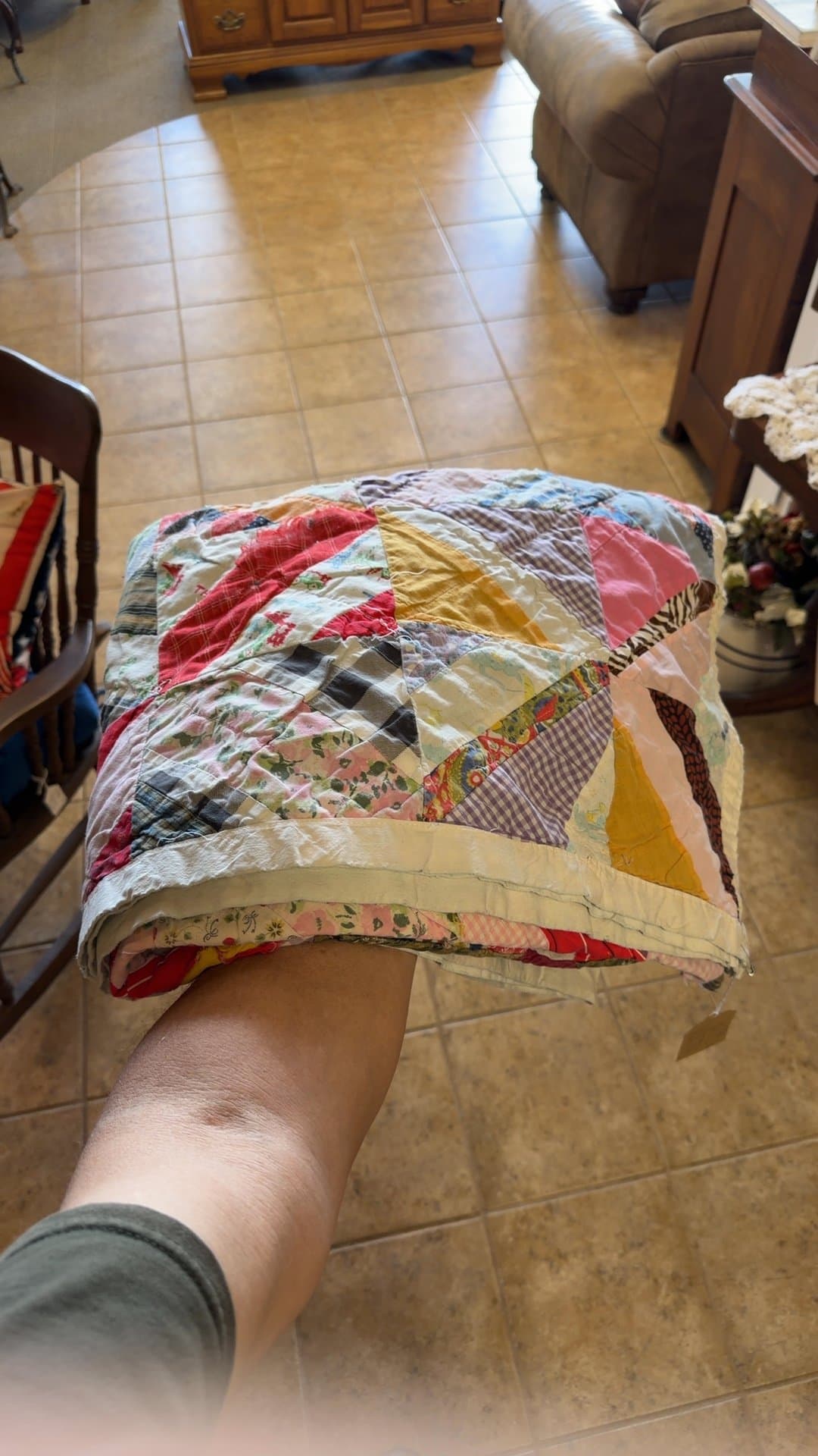 1940s Handmade Crazy Quilt - Image 1