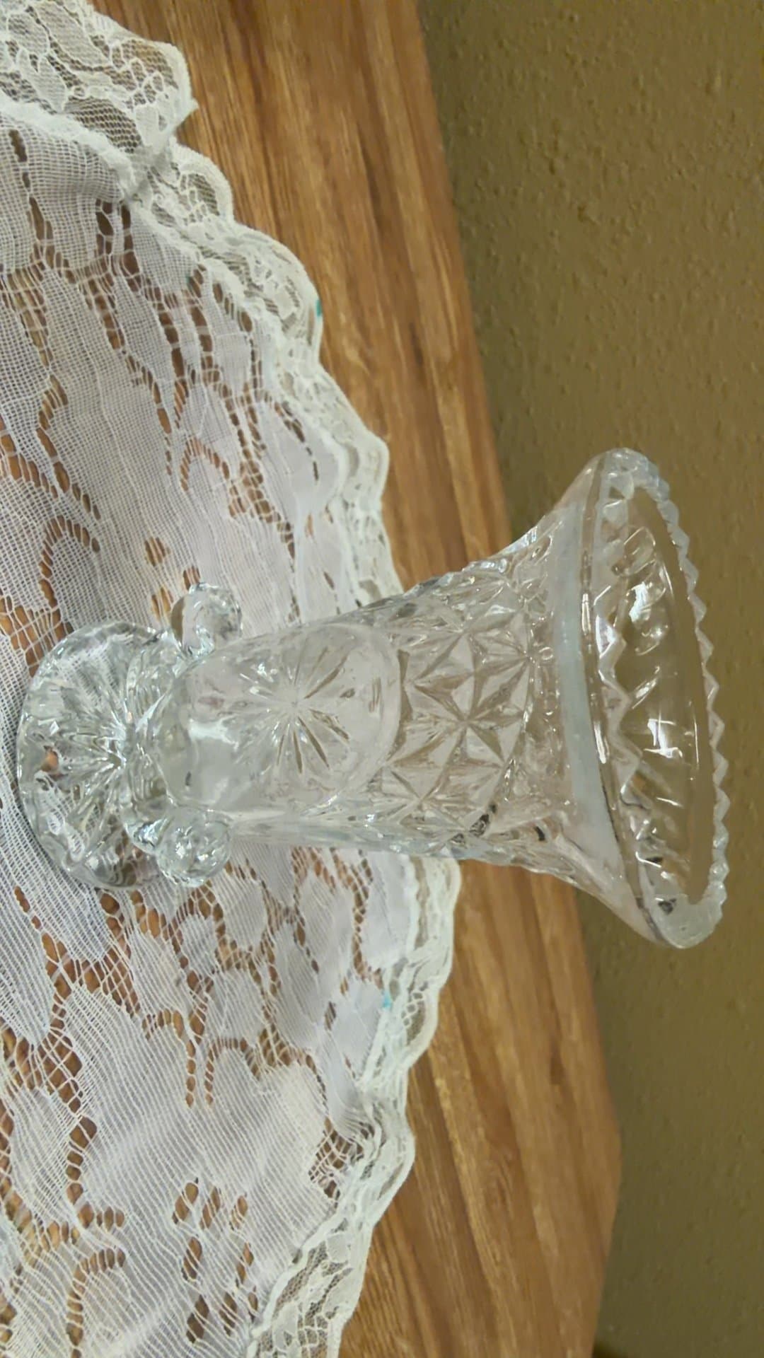 Vintage Cut Glass candle holder - Image 1