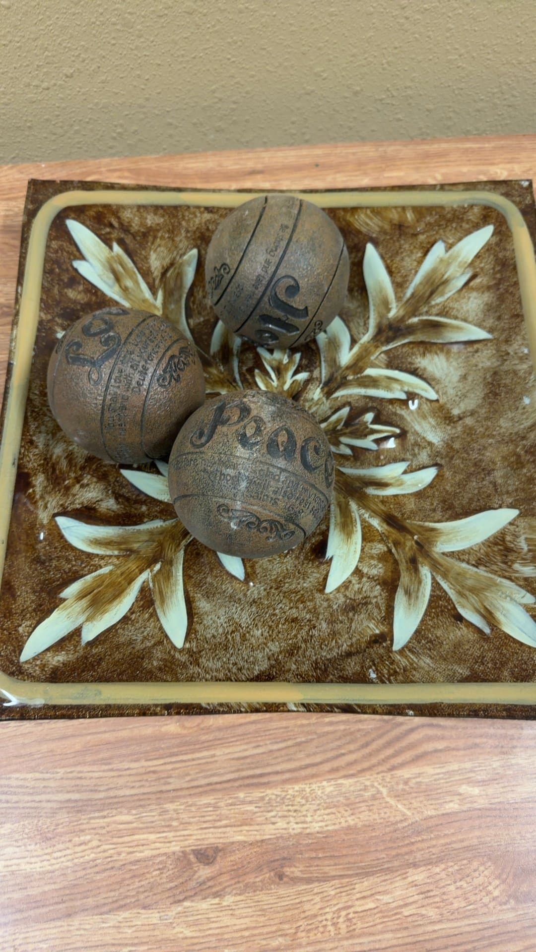 Decorative Floral Tray with Spherical Ornaments - Image 1