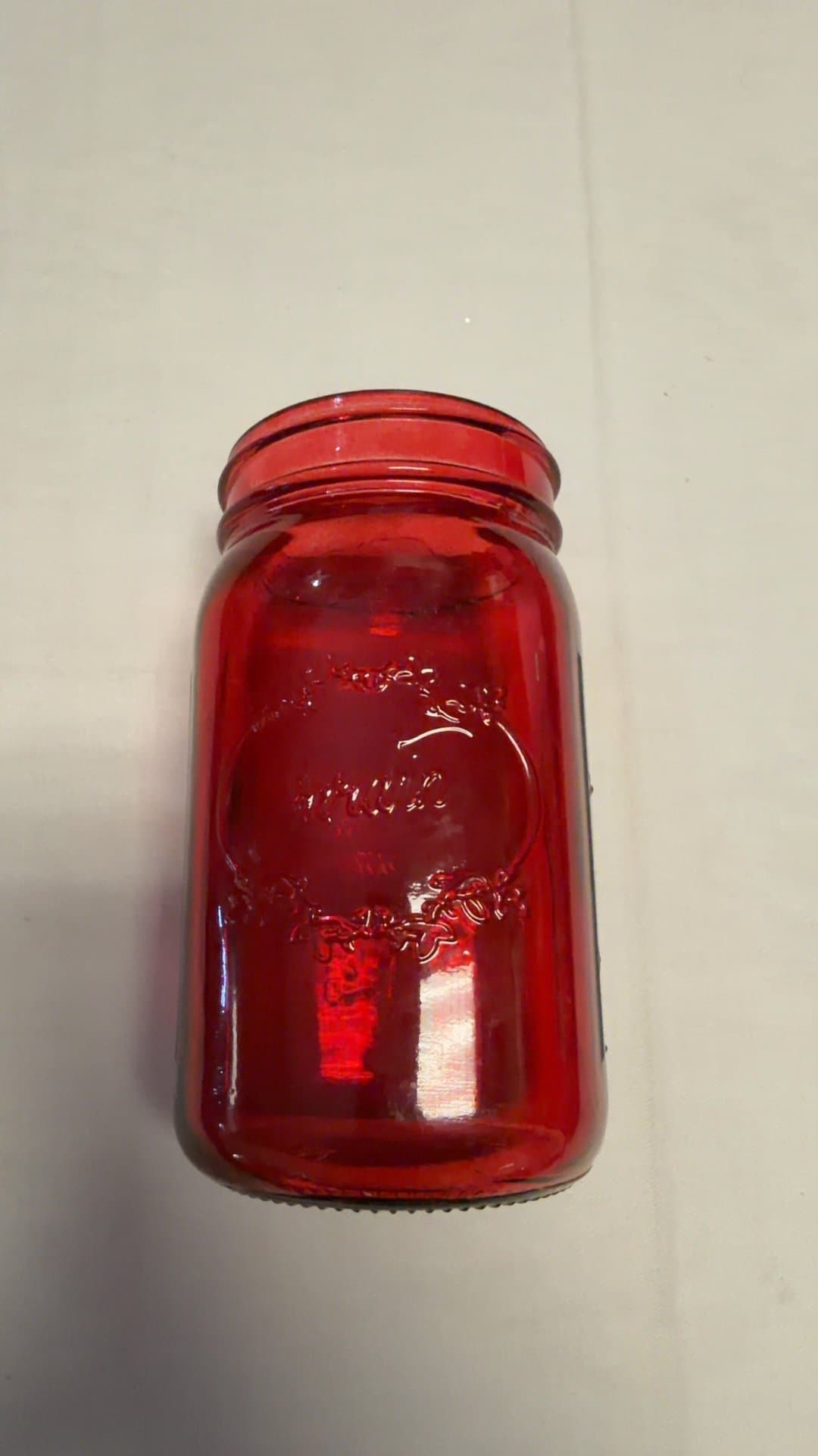 Red Glass Decorative Mason Jar - Image 1