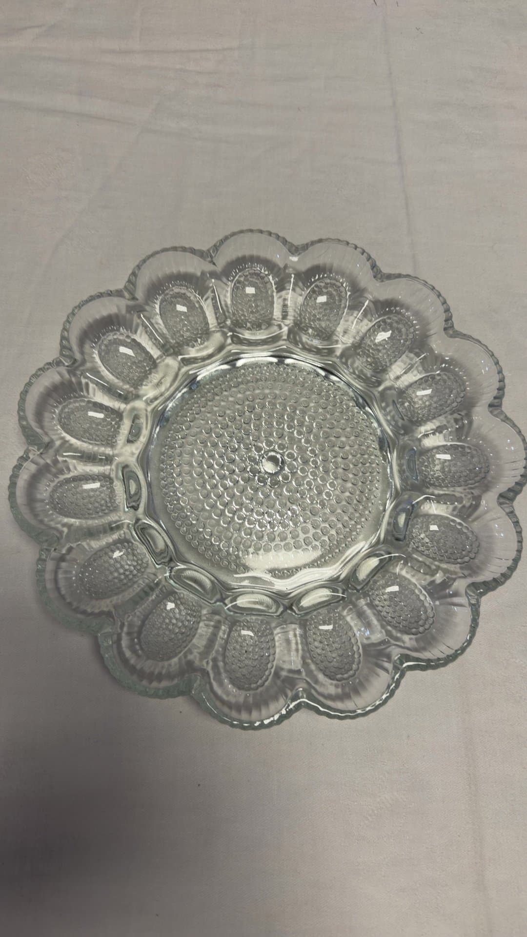 Vintage Clear Glass Hobnail Deviled Egg Platter - Image 1