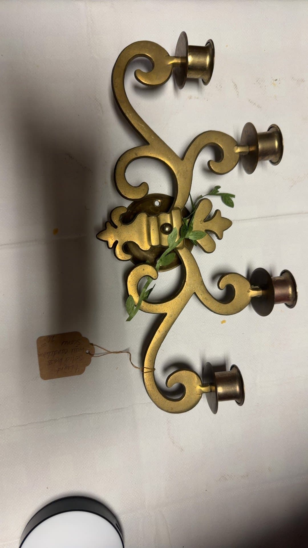 Vintage Brass Wall Candle Holder - Image 1