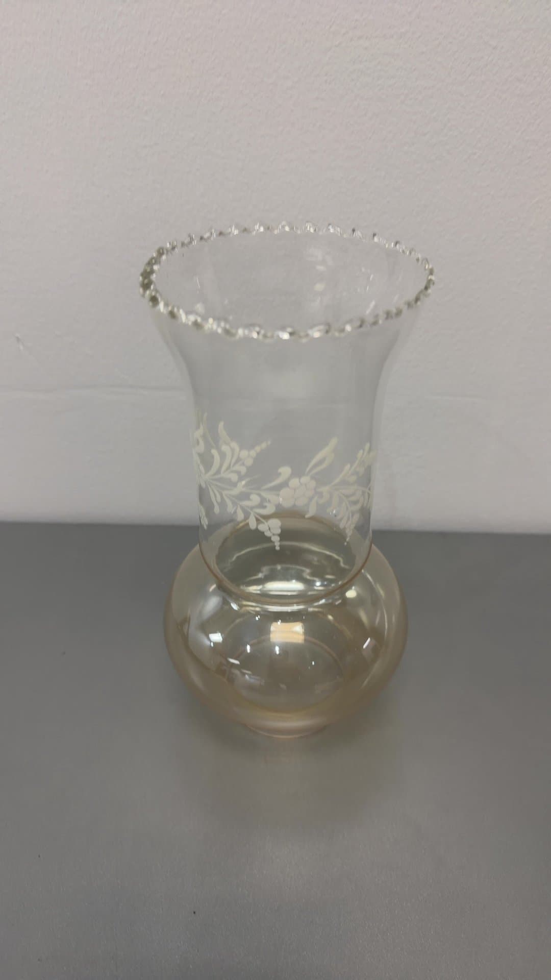 Etched Glass Hurricane Oil Lamp Shade - Image 1