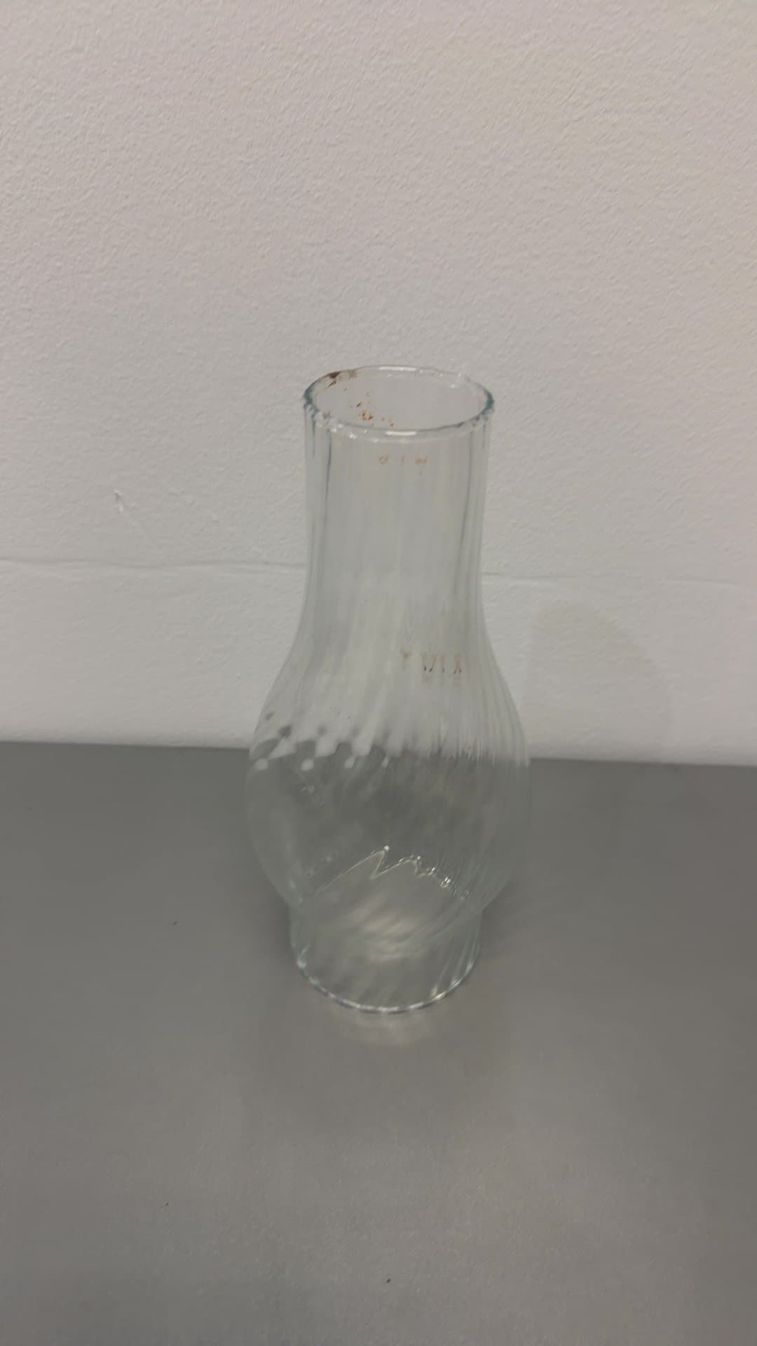 Vintage Clear Swirl Glass Oil Lamp Chimney Shade - Image 1