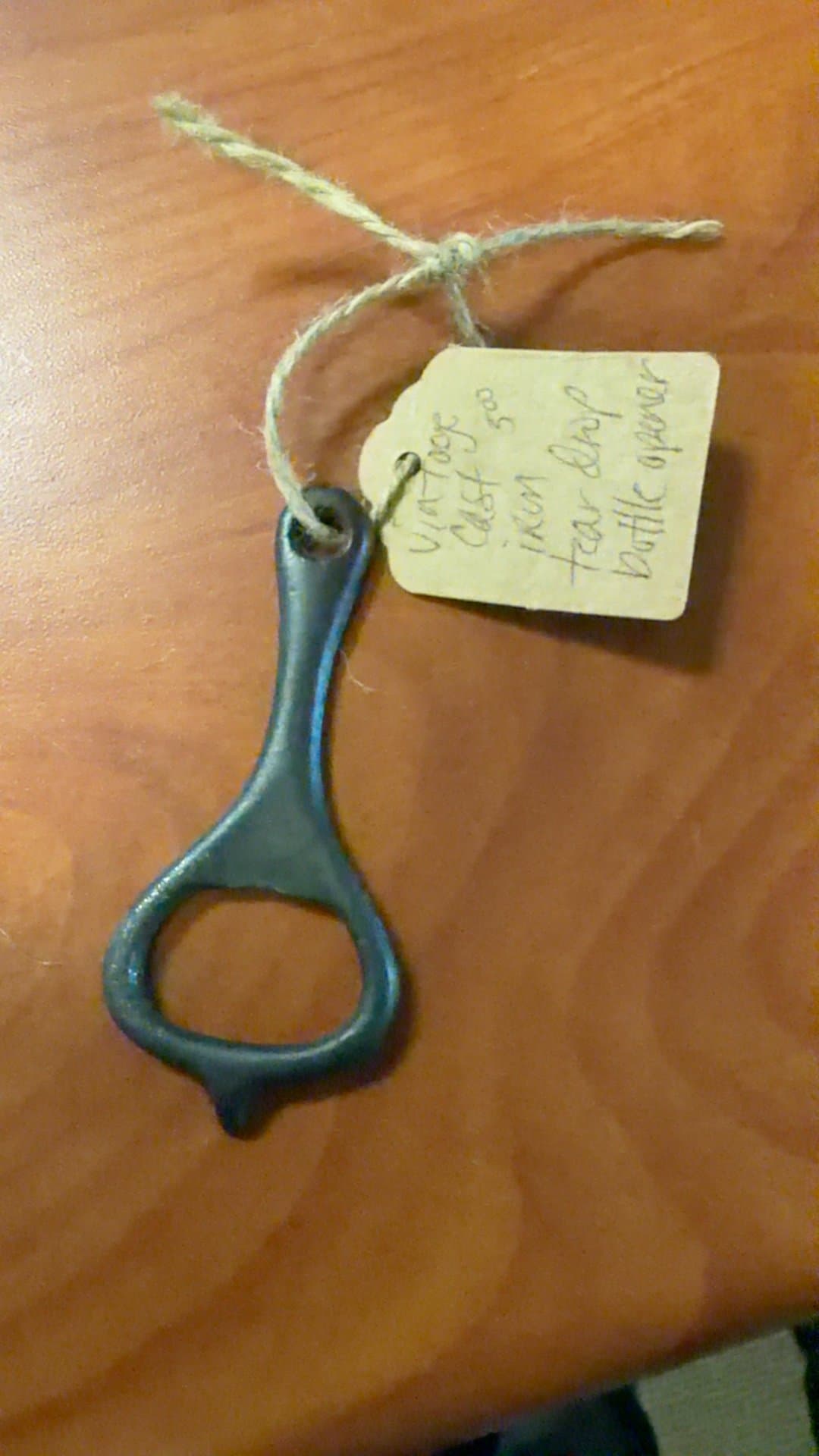 Vintage Cast Iron Tear Drop Bottle Opener - Image 1