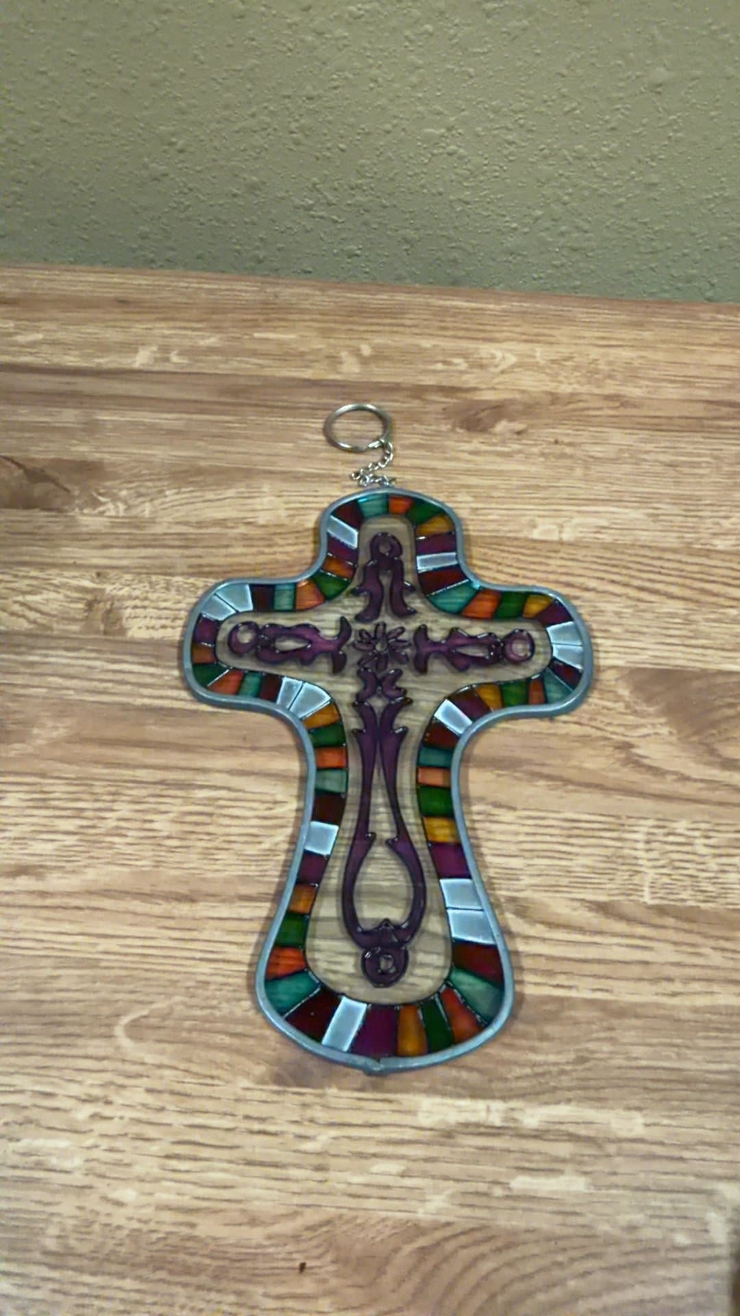 Stained Glass Hanging Cross - Image 1