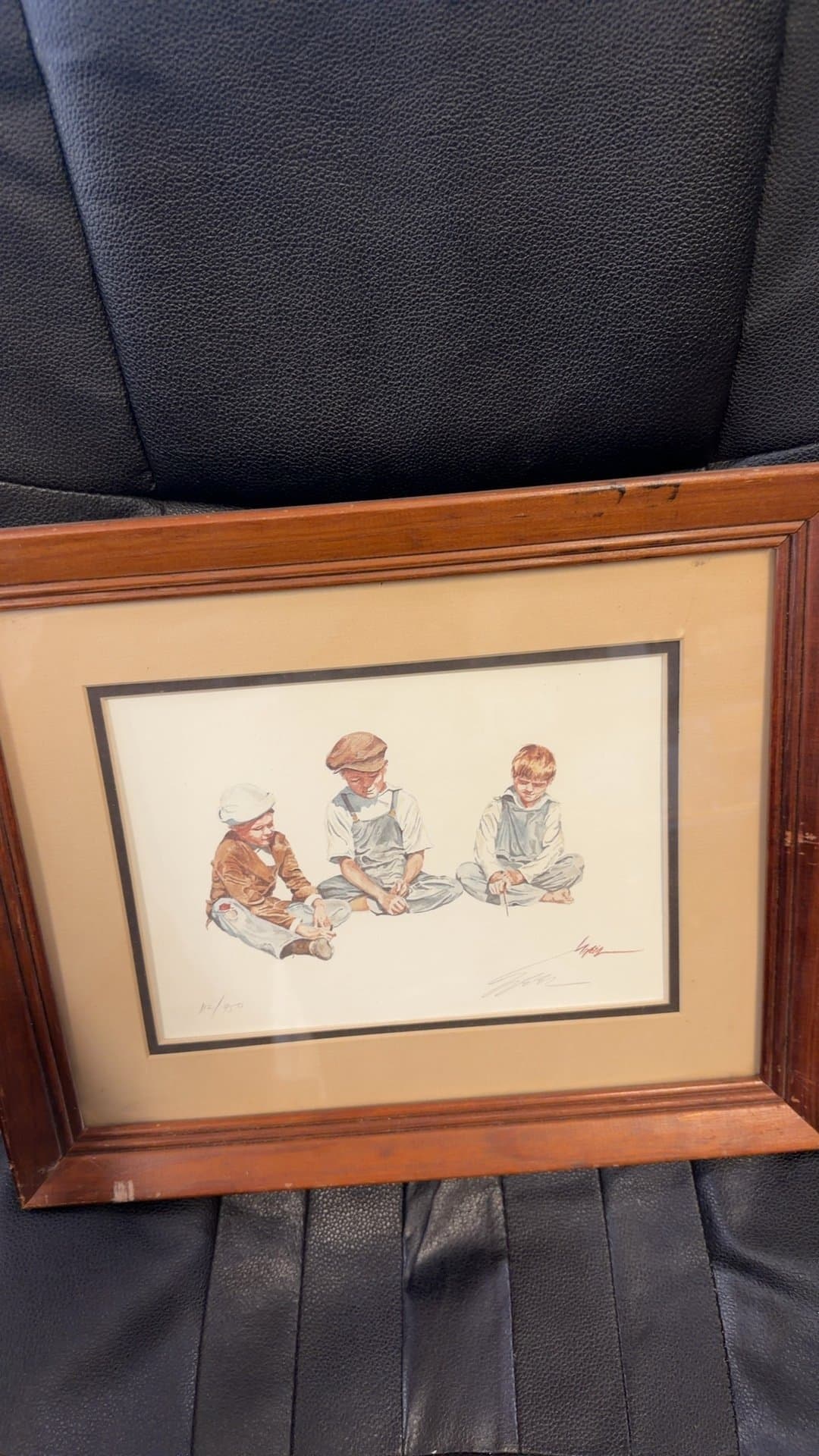 Framed Print of Children Playing numbered and signed in pencil - Image 1