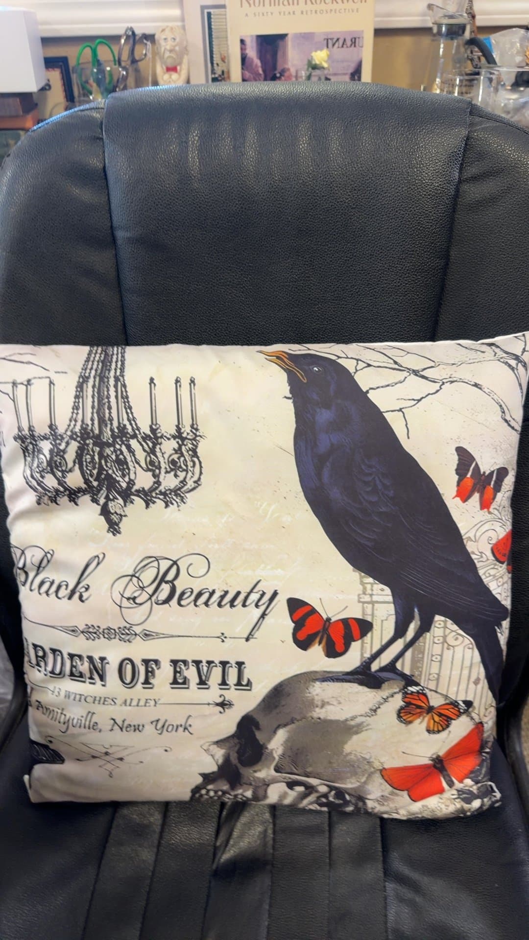 Gothic Raven and Skull Decorative Cushion - Image 1