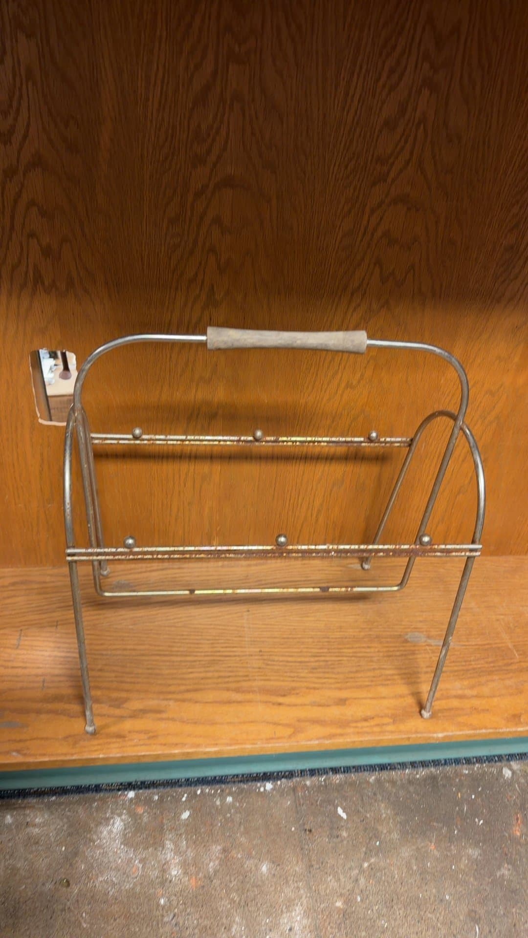 Vintage Metal Magazine Rack - Image 1