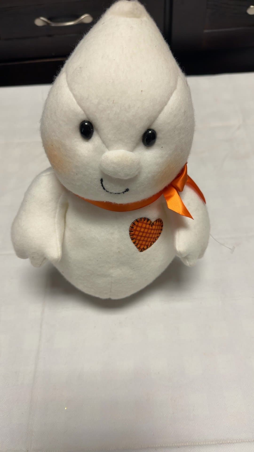 Ghost Stuffed Toy with Orange Ribbon - Image 1