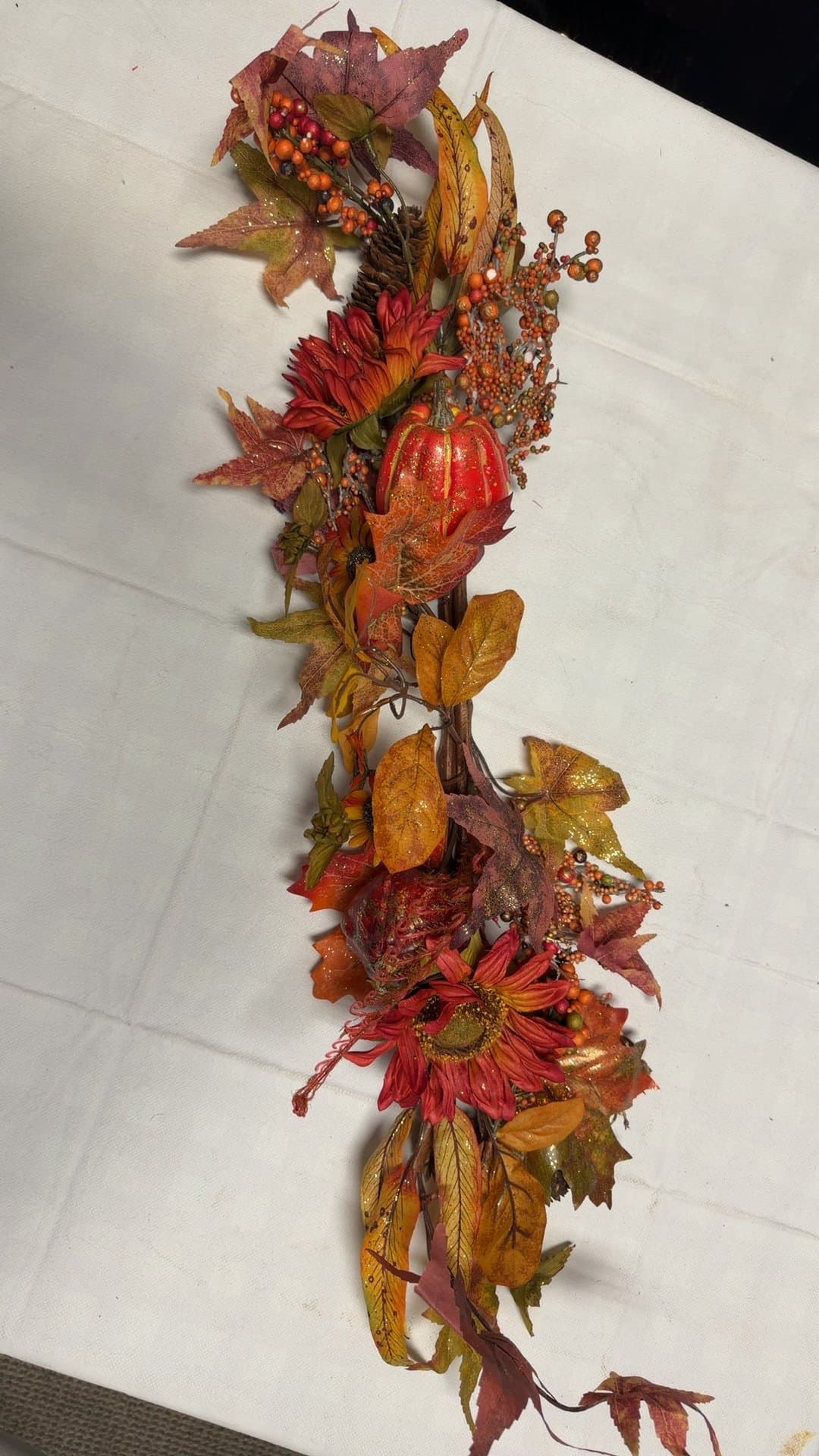 Autumn Floral Garland with Pumpkins and Leaves - Image 1