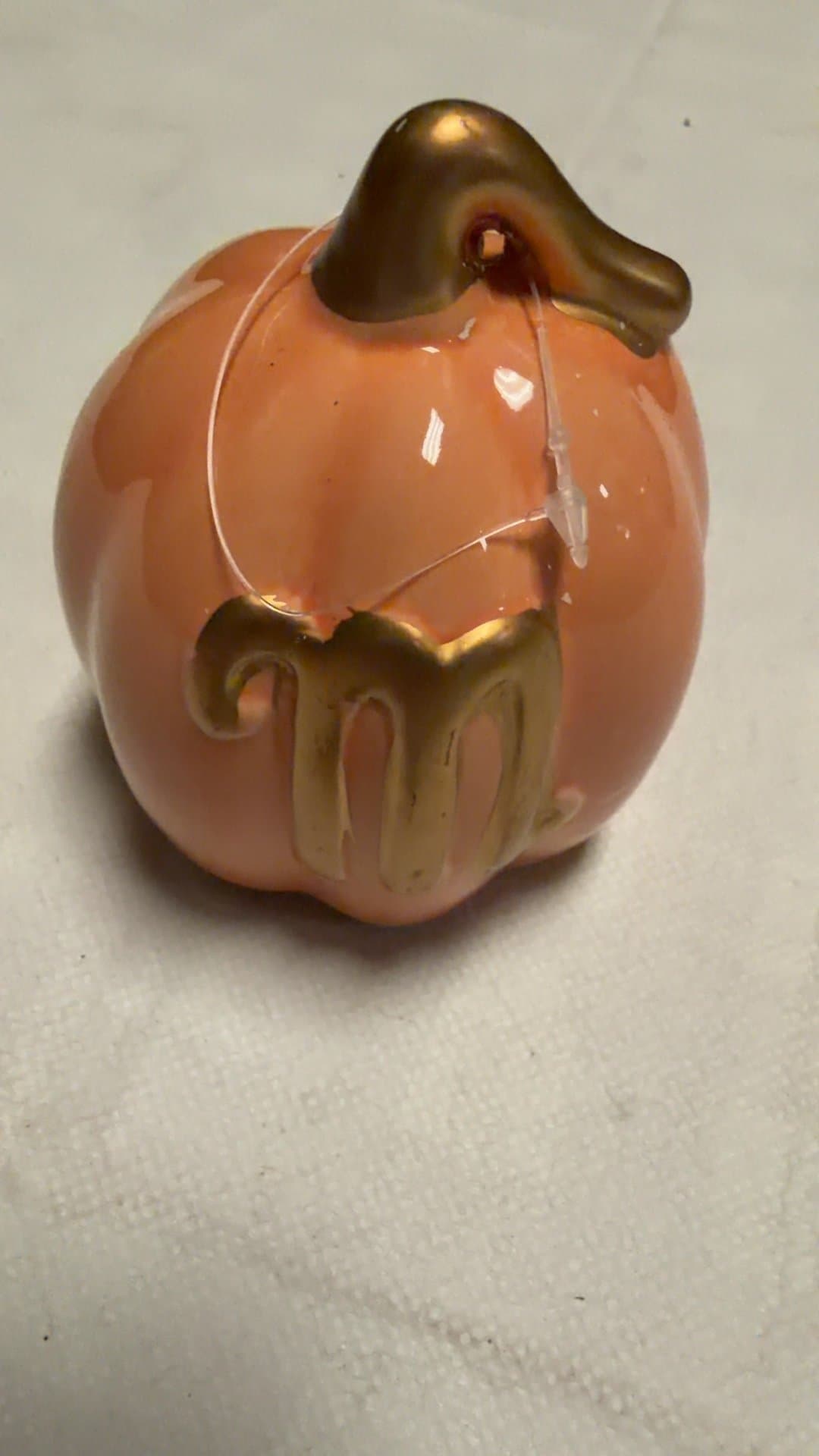 Ceramic Pumpkin Letter M - Image 1