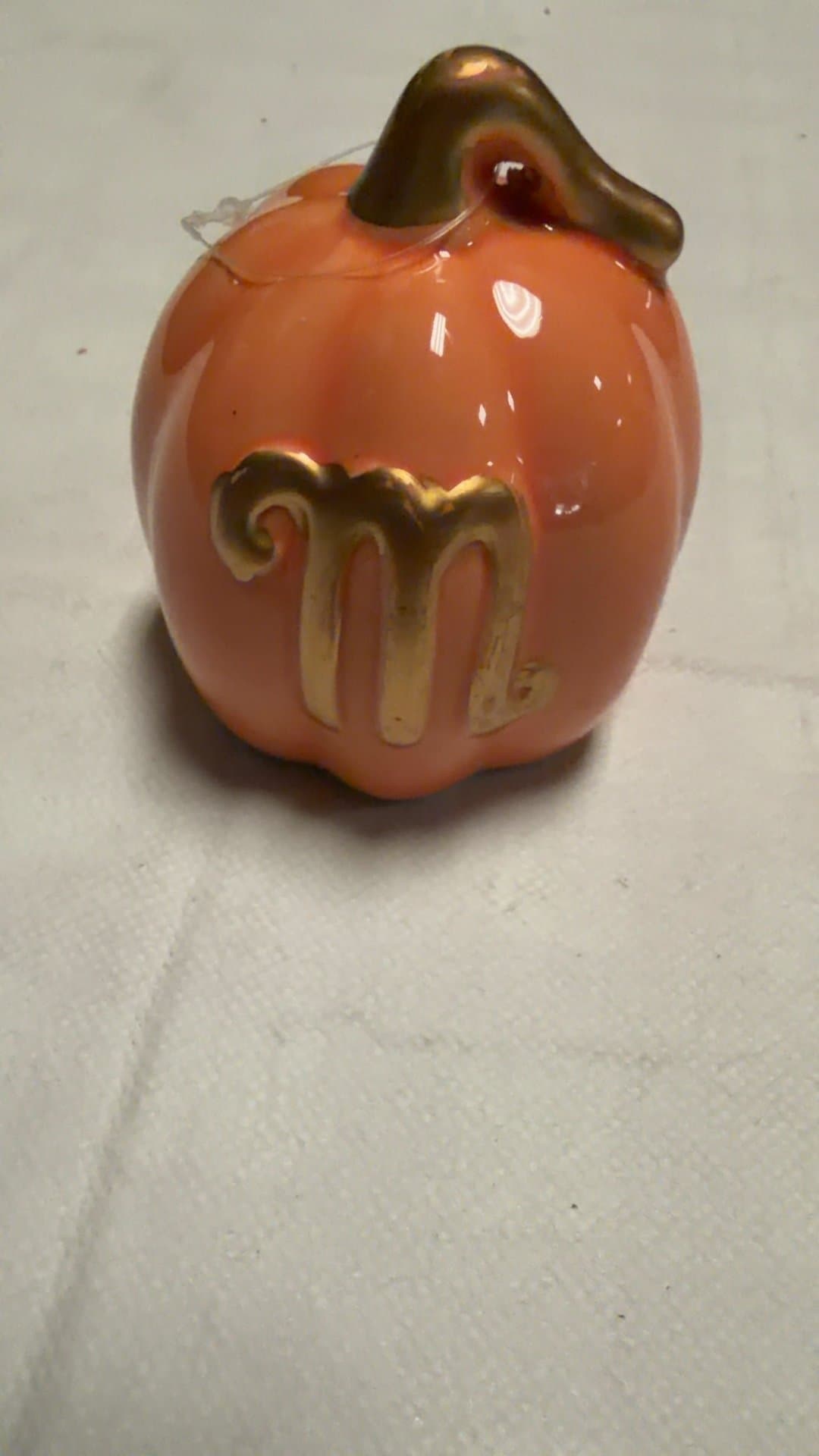 Ceramic Pumpkin with Letter M - Image 1