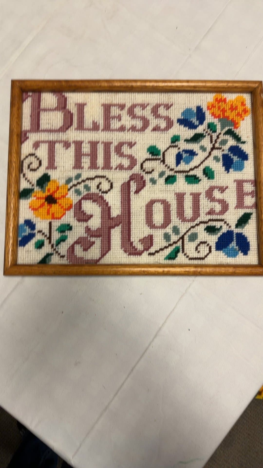 Framed 'Bless This House' Cross-Stitch - Image 1