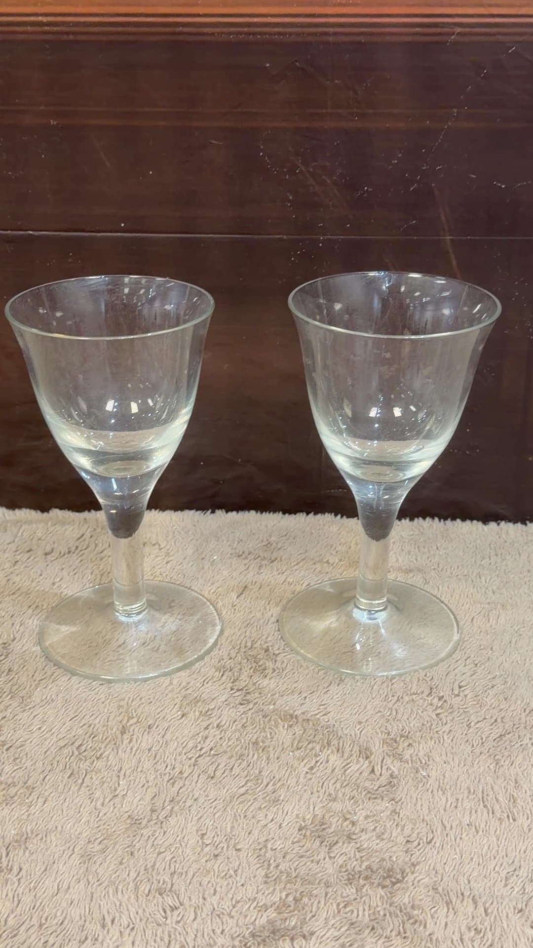 Clear Glass Cordial Goblets, Pair - Image 1