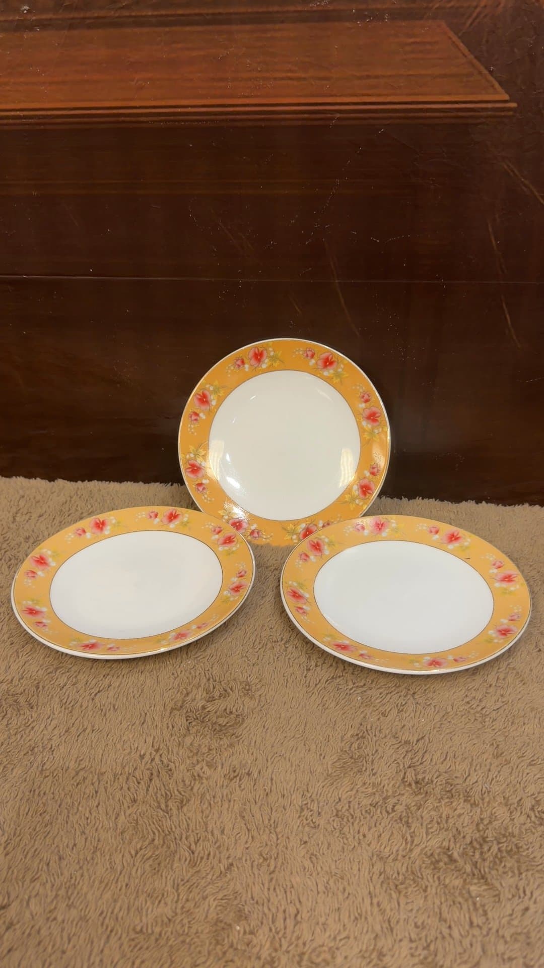 Vintage Floral Ceramic Dessert Plates Set of 3 - Image 1