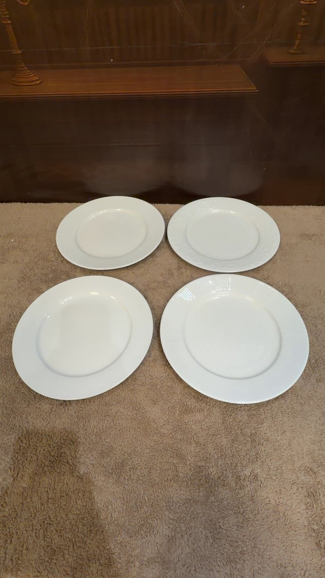 Assorted White Porcelain Dinner Plates - Image 1