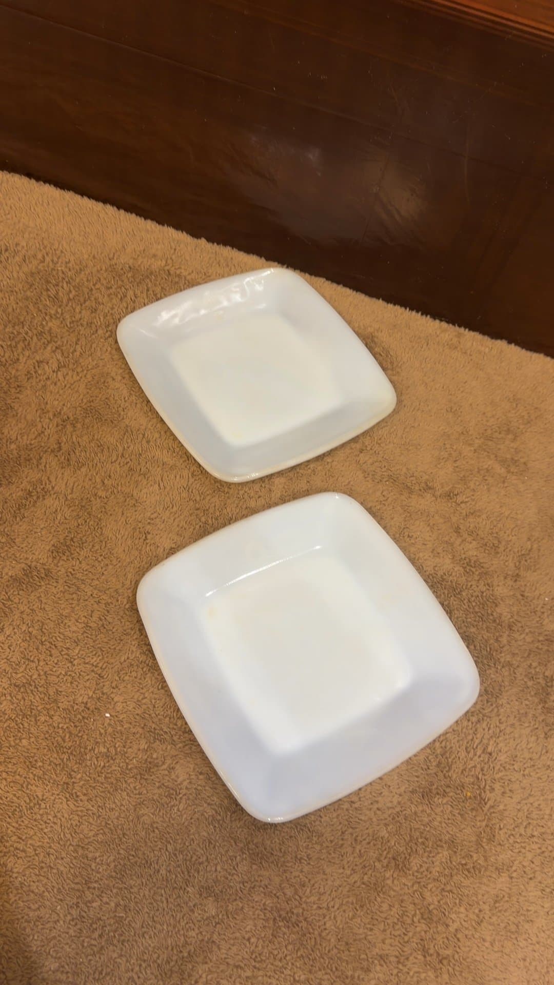Vintage Milk Glass Square Saucers - Image 1