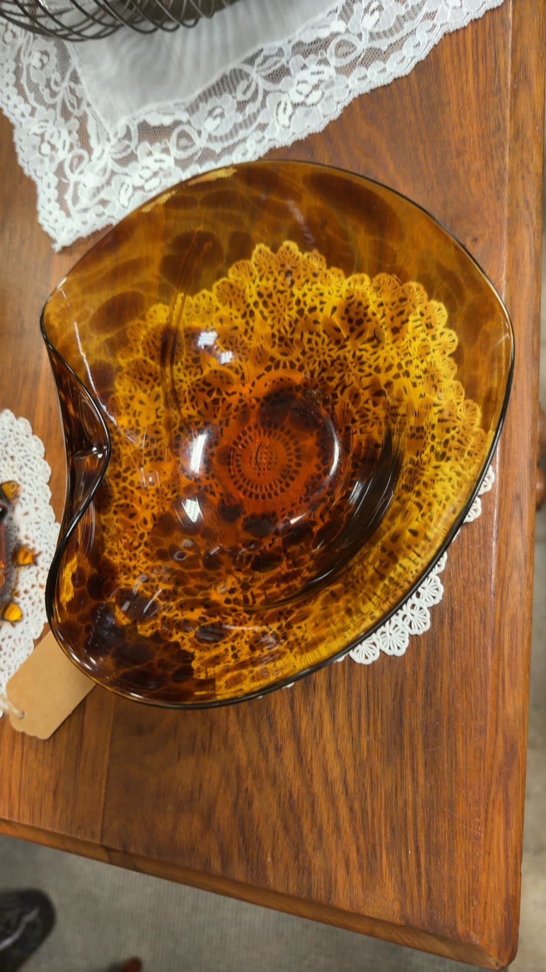 Hand Blown Murano Style Tortoise Shell Bowl - Image 1