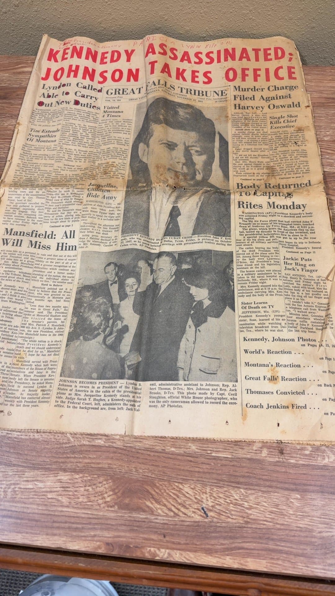 Great Falls Tribune Newspaper - Kennedy Assassination - Image 1