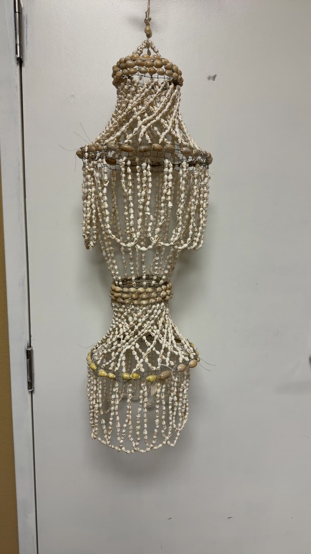Puka/Rice and Cowrie shell Hanging plant holder - Image 1