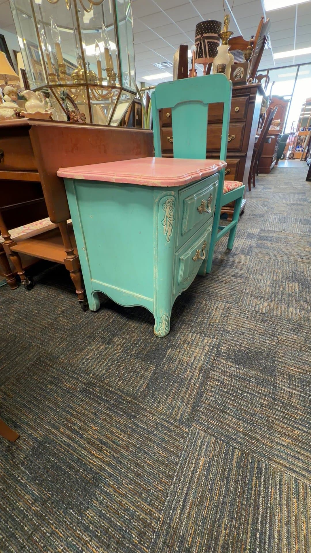 Vintage Two-Drawer Side Table - Image 1